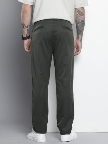 Men's Grey Regular Fit Casual Trousers