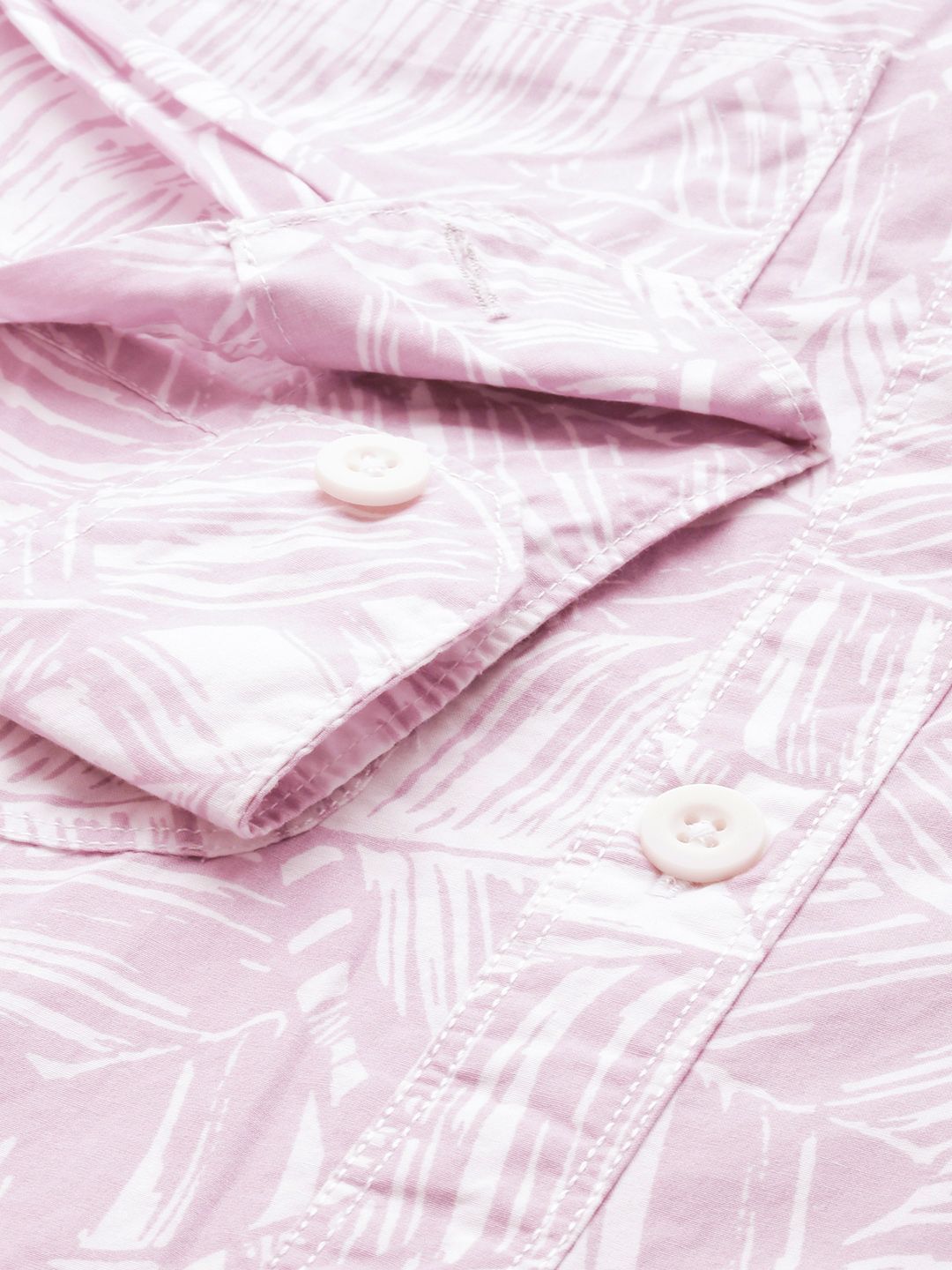 Men's Pink Regular Fit Printed Casual Shirt