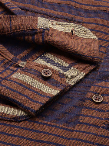 Men's Brown Relaxed Fit Printed Bohemian Shirt