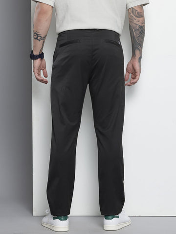 Men's Black Regular Fit Casual Trousers