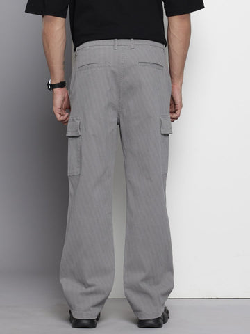 Men's Grey Relaxed Fit Utility Cargo