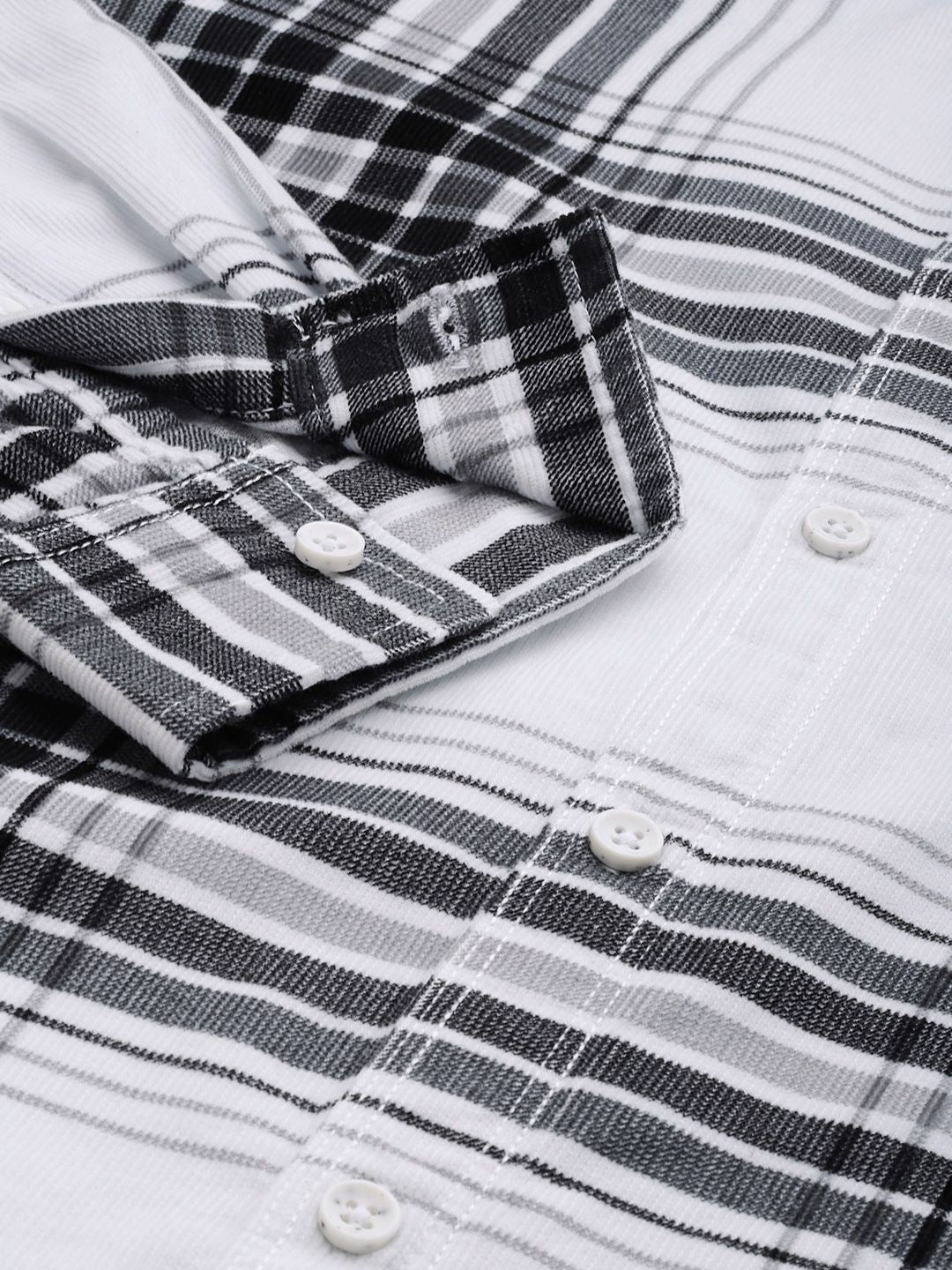 Men's White Regular Fit Printed Casual Shirt