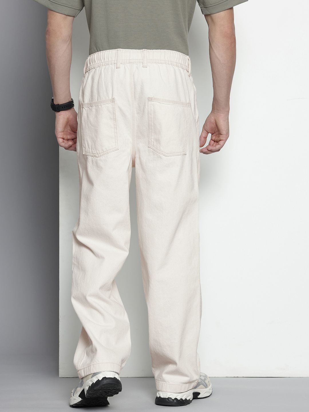 Men's White Relaxed Fit Utility Jeans