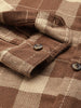 Men's Brown Relaxed Fit Checked Textured Shirt
