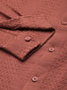 Men's Rust Regular Fit Solid Textured Shirt