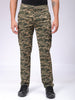 Men's Olive Slim Fit Camouflage Mid-Rise Cargos