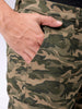 Men's Olive Slim Fit Camouflage Mid-Rise Cargos