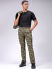 Men's Olive Slim Fit Camouflage Mid-Rise Cargos