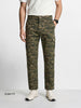 Men's Olive Slim Fit Camouflage Print Casual Cargo