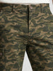 Men's Olive Slim Fit Camouflage Print Casual Cargo