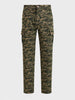 Men's Olive Slim Fit Camouflage Print Casual Cargo