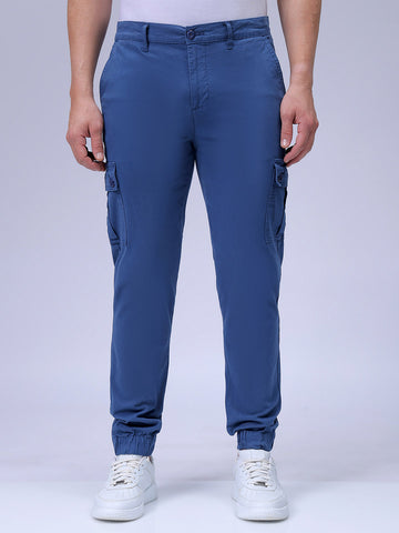 Men's Blue Slim Fit Casual Cargo
