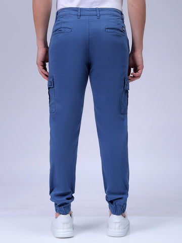 Men's Blue Slim Fit Casual Cargo