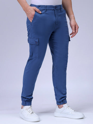 Men's Blue Slim Fit Casual Cargo