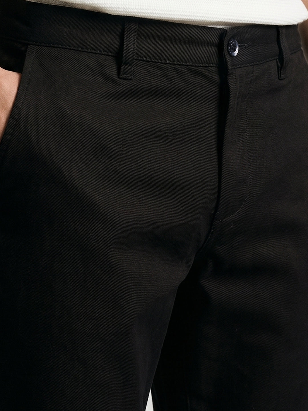 Men's Black Slim Fit Solid Chino