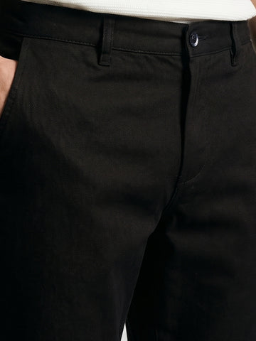Men's Black Slim Fit Solid Chino