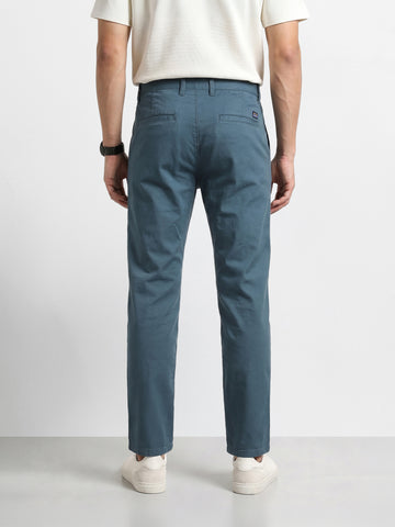 Men's Blue Slim Fit Solid Chino