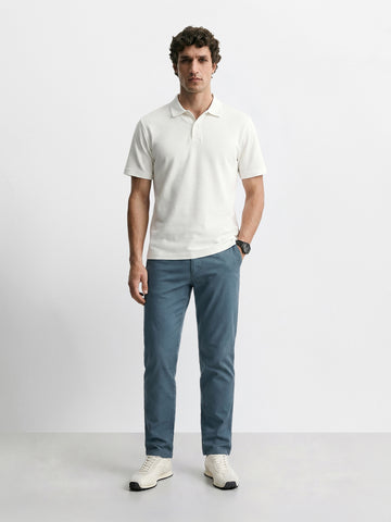 Men's Blue Slim Fit Solid Chino