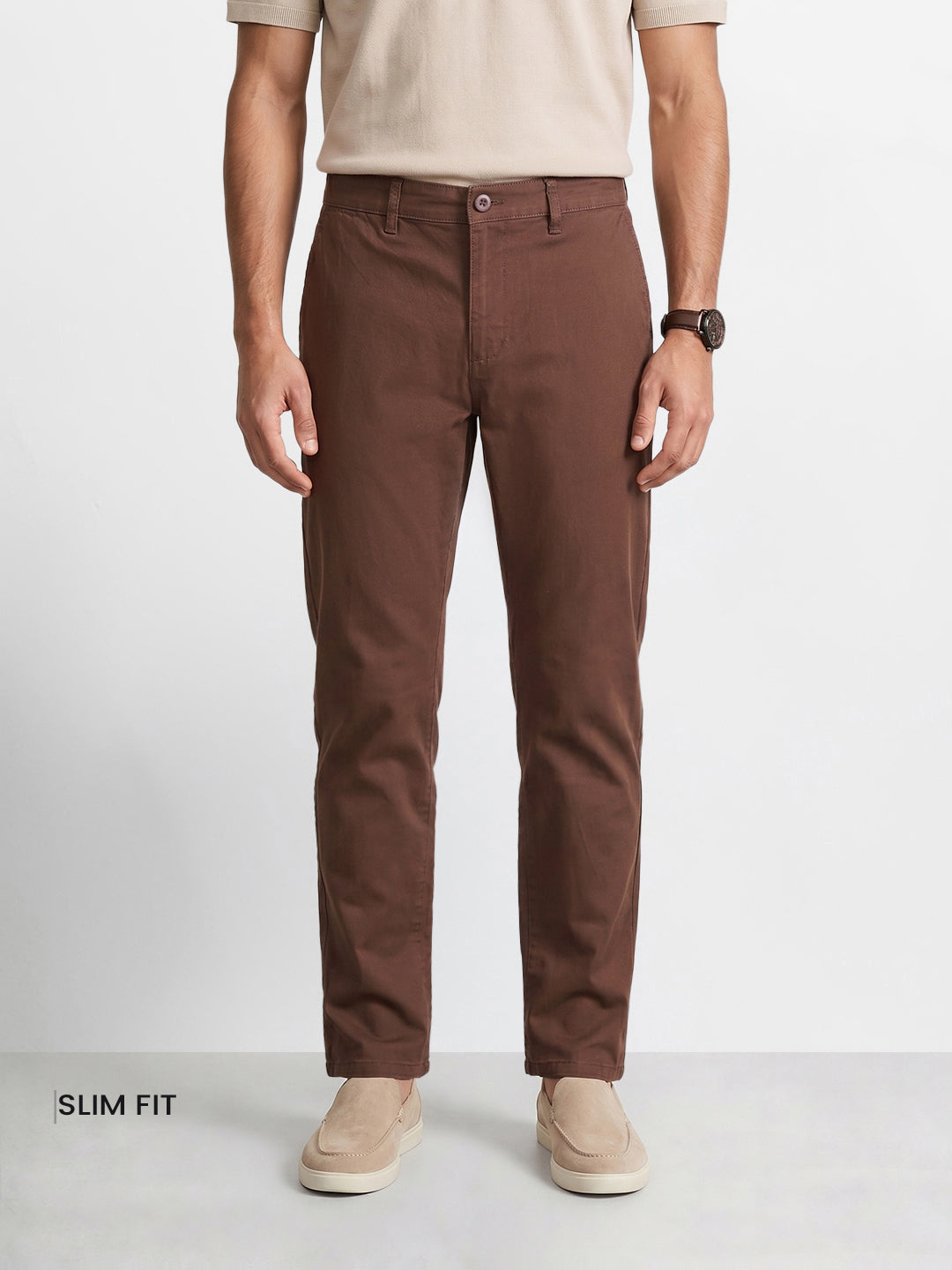 Men's Brown Slim Fit Chinos