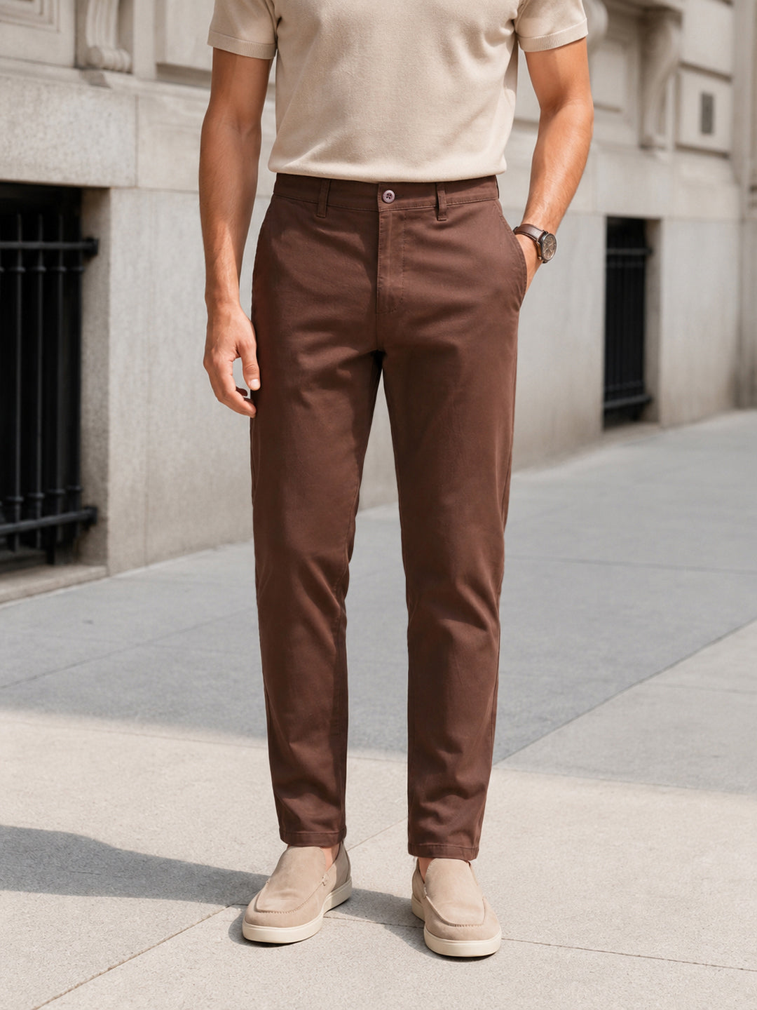 Men's Brown Slim Fit Chinos