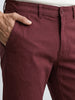 Men's Maroon Slim Fit Solid Chino