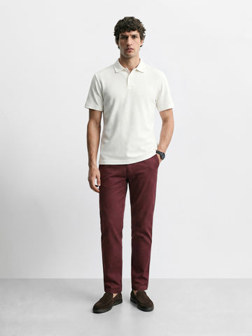 Men's Maroon Slim Fit Solid Chino