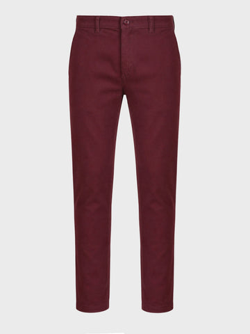 Men's Maroon Slim Fit Solid Chino