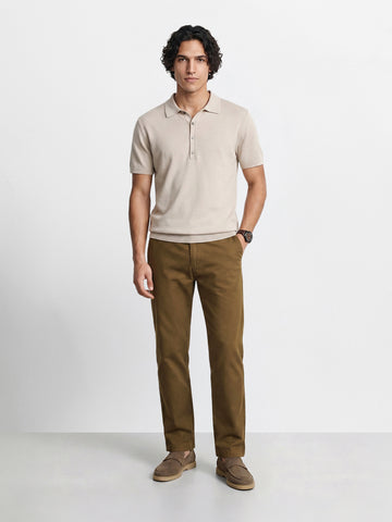 Men's Khaki Slim Fit Solid Chino