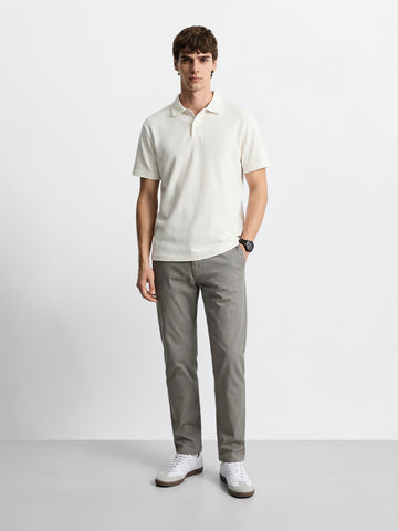 Men's Grey Slim Fit Solid Casual Chinos