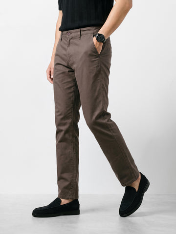 Men's Grey Slim Fit Solid Chino