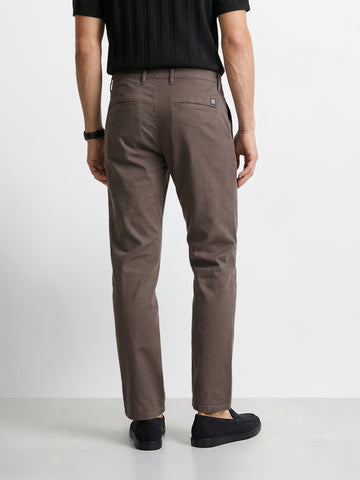 Men's Grey Slim Fit Solid Chino