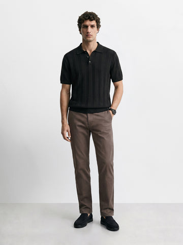Men's Grey Slim Fit Solid Chino