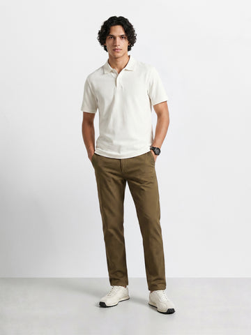 Men's Olive Slim Fit Solid Chino