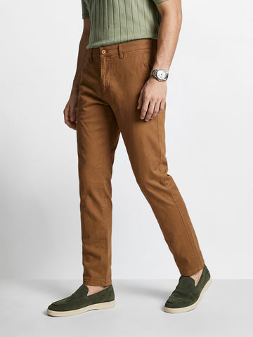 Men's Tan Slim Fit Casual Chinos
