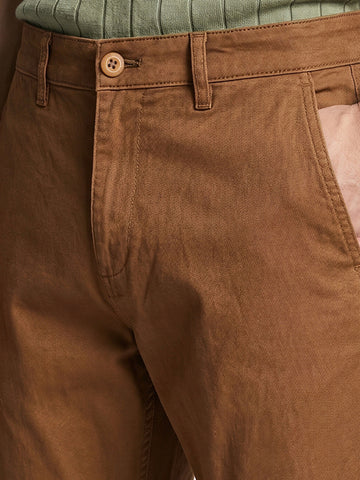 Men's Tan Slim Fit Casual Chinos