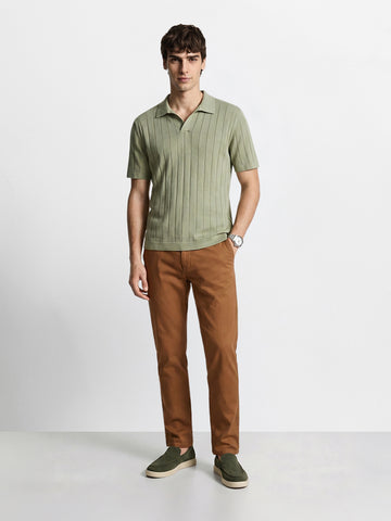 Men's Tan Slim Fit Casual Chinos