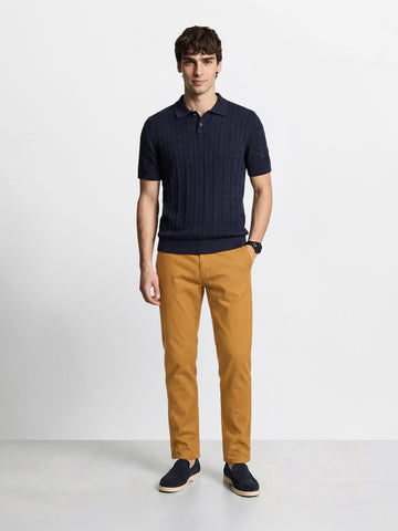 Men's Khaki Slim Fit Solid Chino