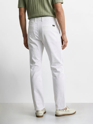 Men's White Slim Fit Solid Chino