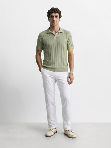 Men's White Slim Fit Solid Chino