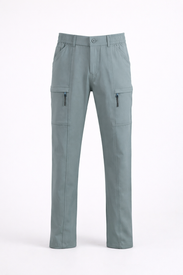 Men's Green Slim Fit Solid Utility Cargo