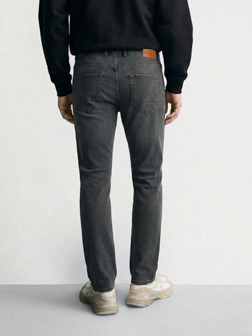 Men's Green Slim Fit Solid Casual Jeans