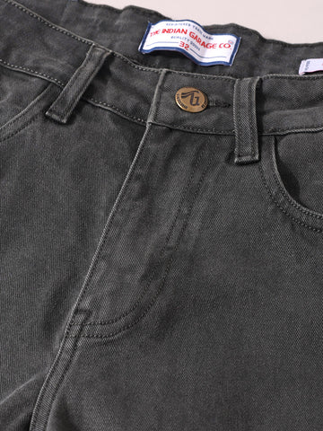 Men's Green Slim Fit Solid Casual Jeans