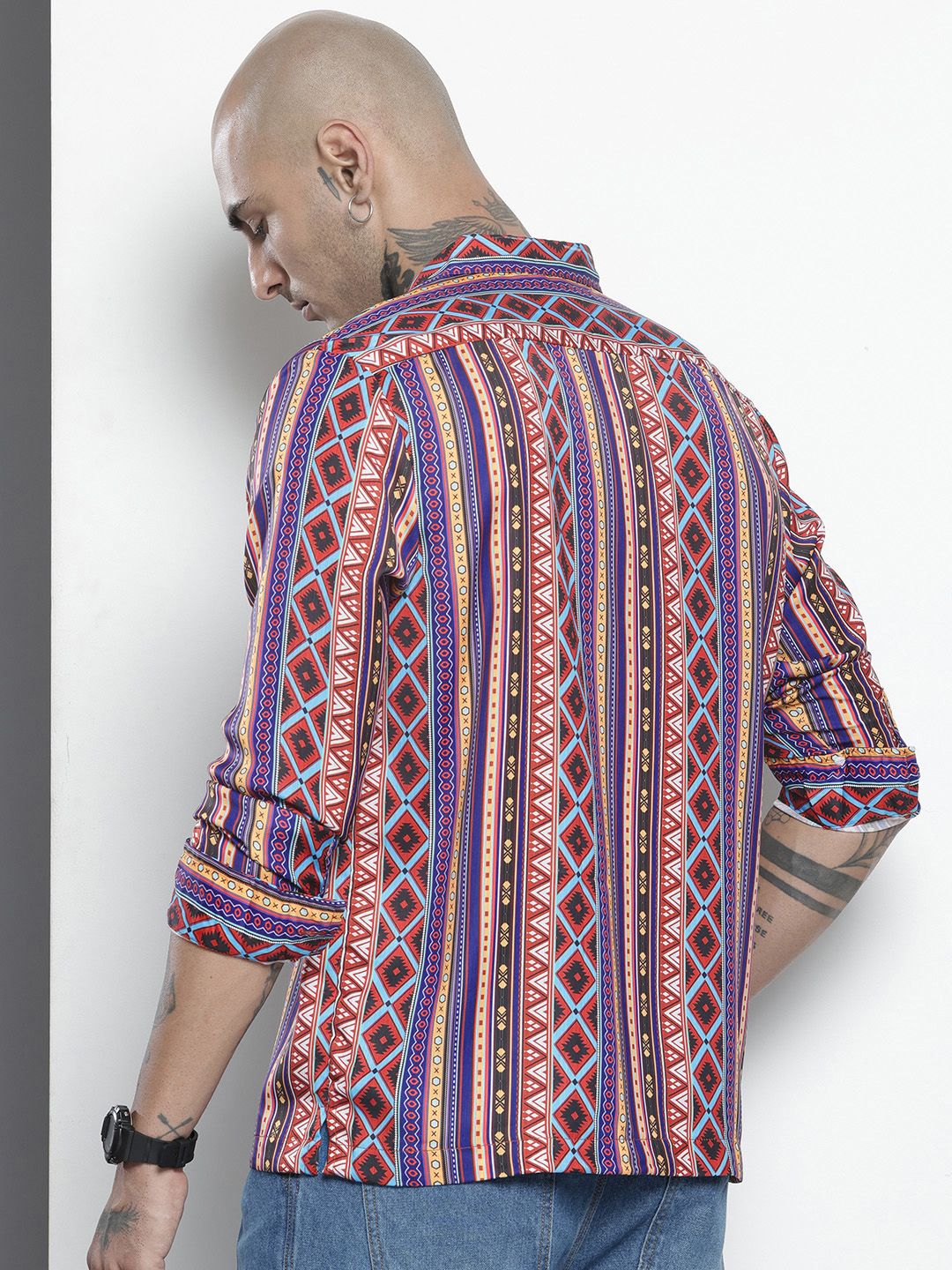 Men's Multicolor Relaxed Fit Aztec Resort Wear Shirt