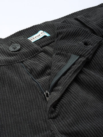 Men's Grey Straight Fit Textured Trousers