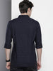 Men's Navy Blue Slim Fit Checked Casual Shirt
