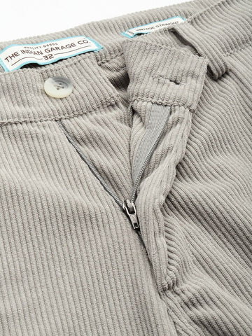 Men's Grey Straight Fit Textured Trousers