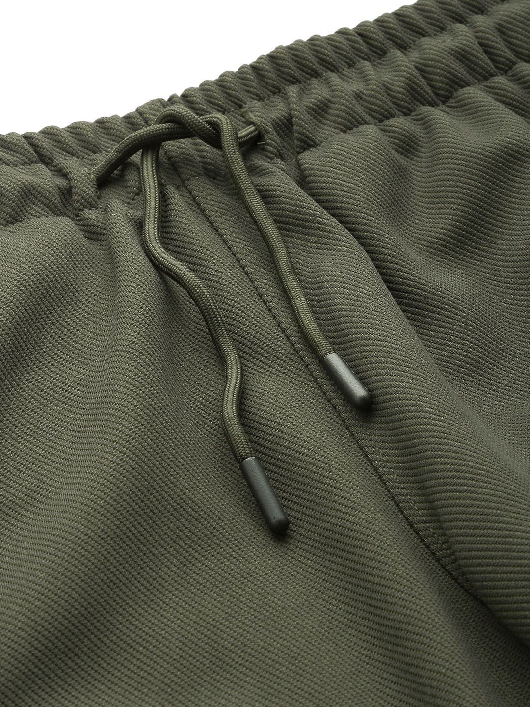 Men's Olive Relaxed Fit Textured Cargo Joggers