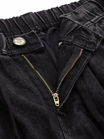 Men's Grey Relaxed Fit Utility Jeans