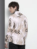 Men's Cream Slim Fit Printed Party Wear Shirt