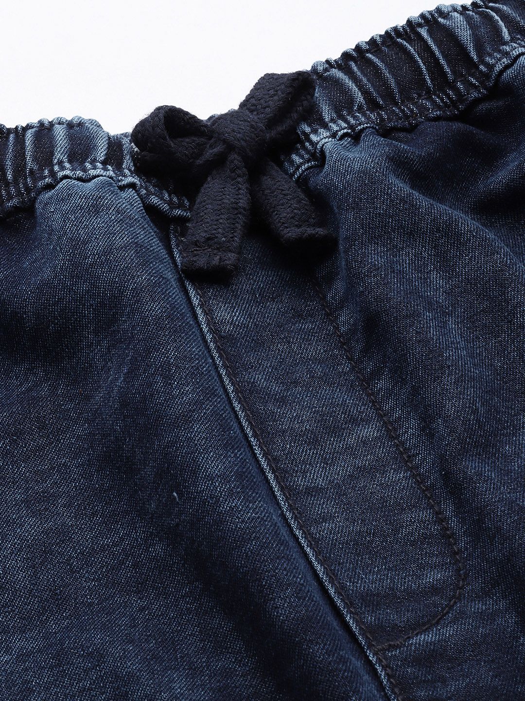 Men's Blue Loose Solid Denim Cargo Harem Pants